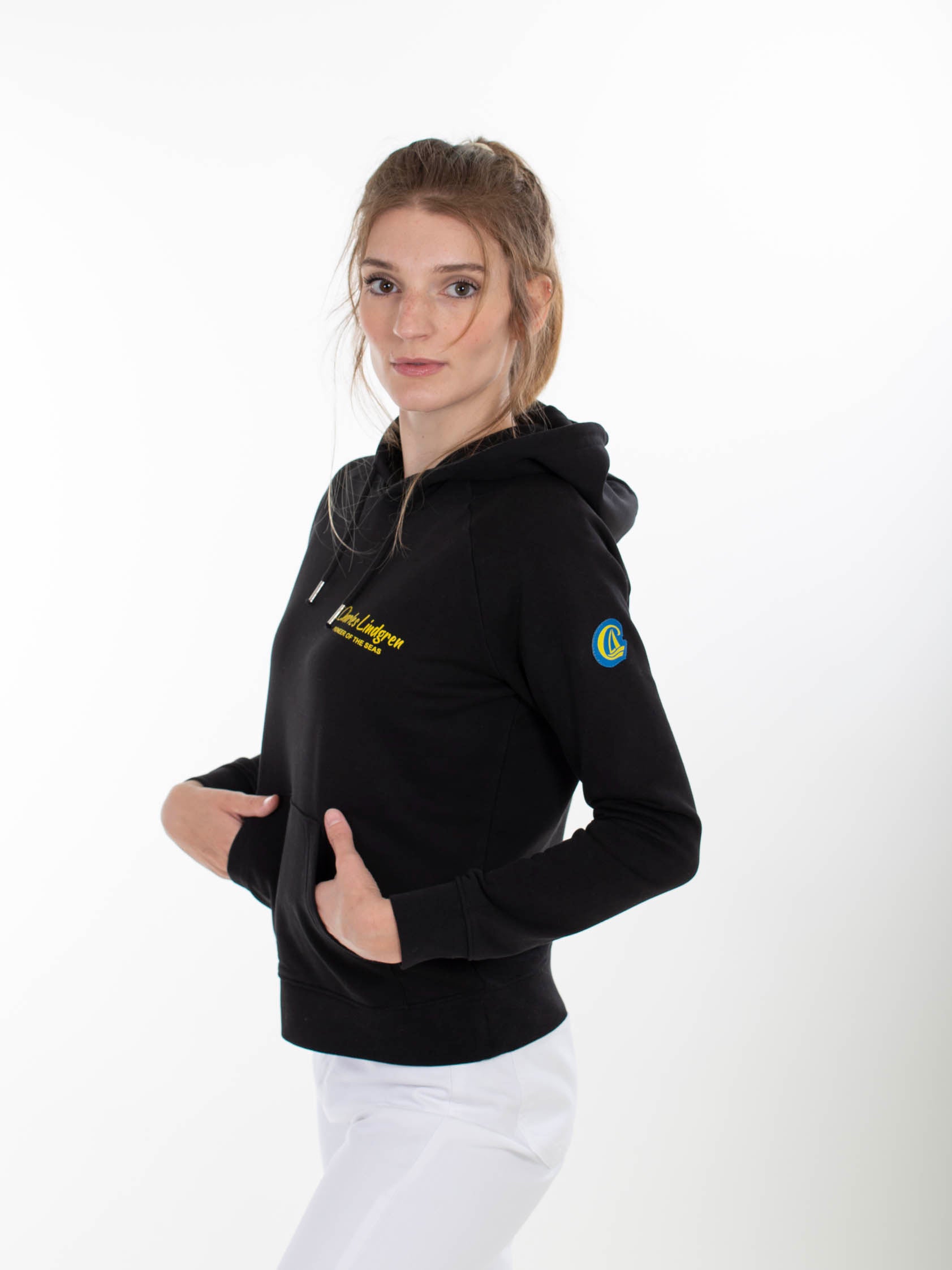 "Charles and the Pioneer“ Hoodie, Schwarz, Damen