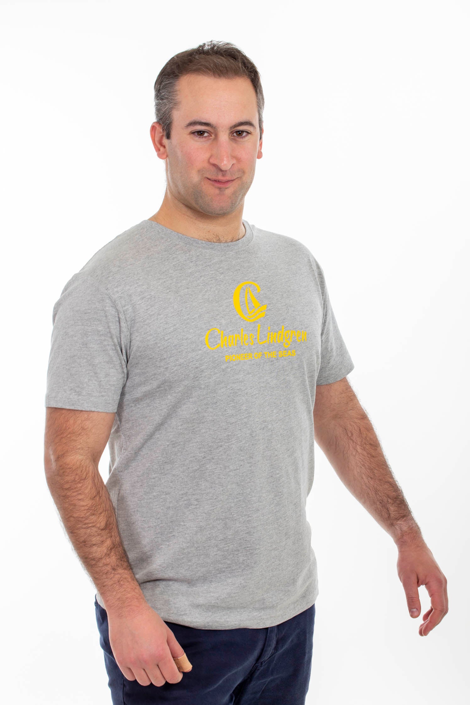 "Charles and the Pioneer" T-Shirt, grey melange, Herren