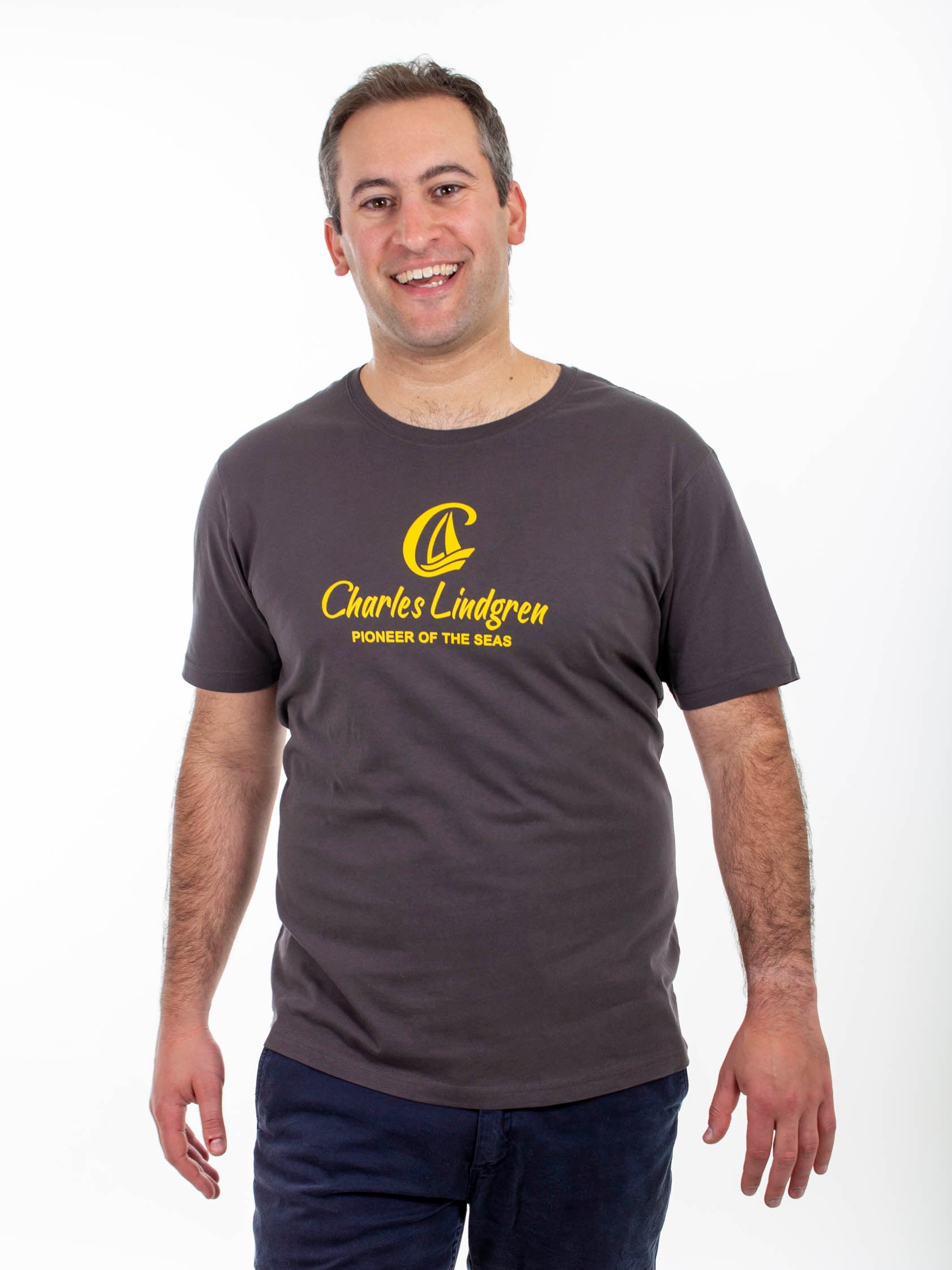 "Charles and the Pioneer" T-Shirt, dark grey, Herren