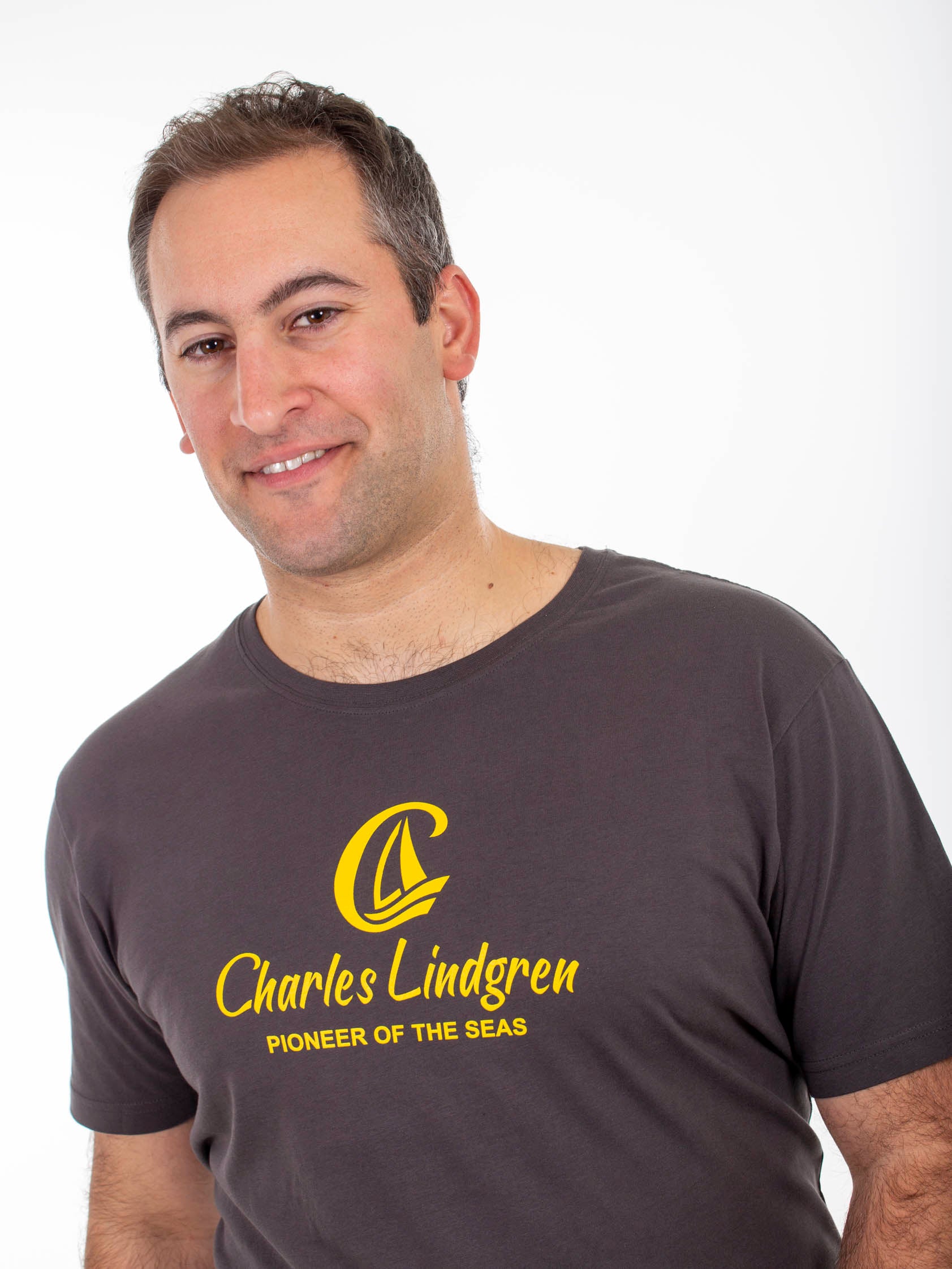 "Charles and the Pioneer" T-Shirt, dark grey, Herren