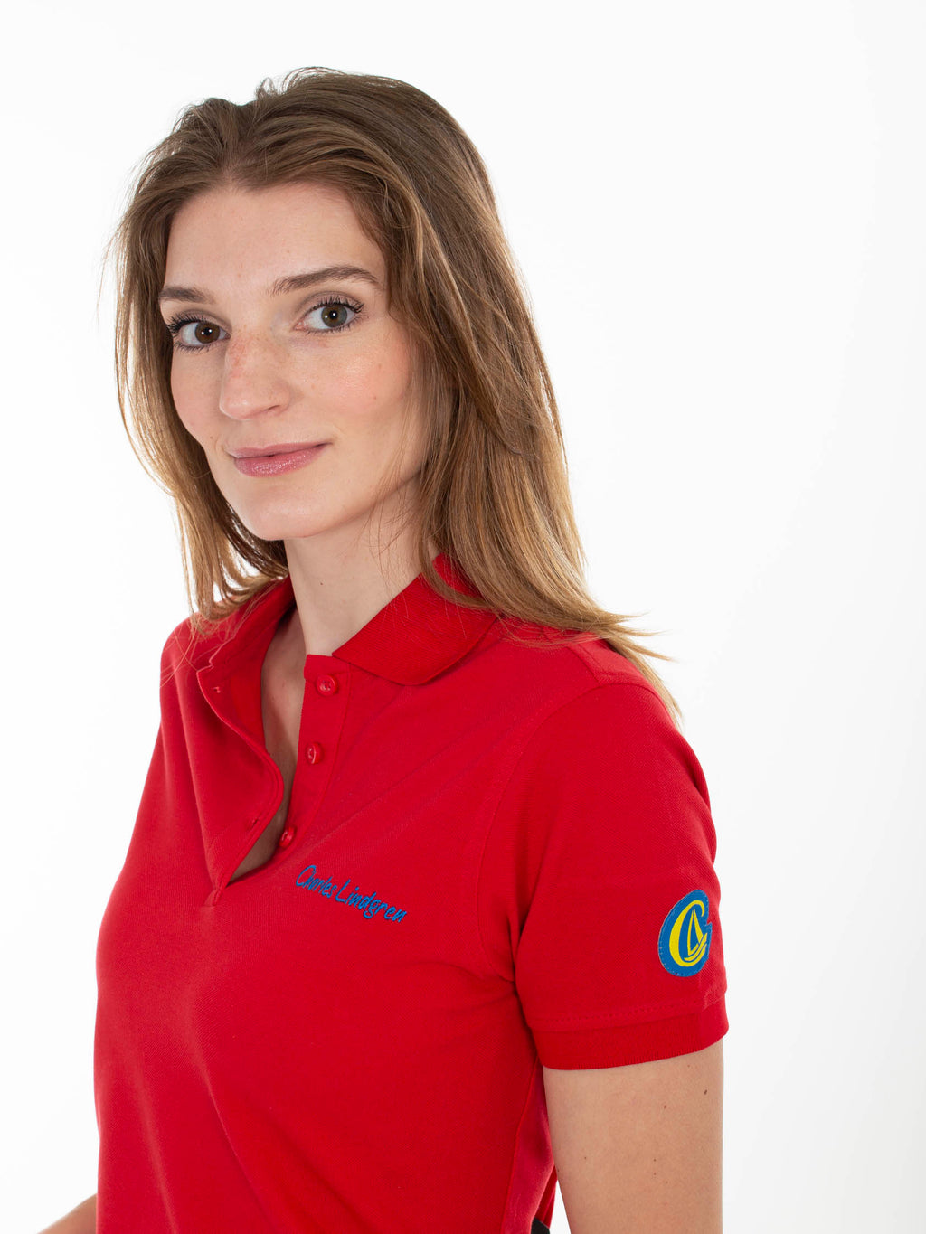 Lindgren Tethys Polo-Shirt Rot Damen Stick Patch charles lindgren offiziell seite